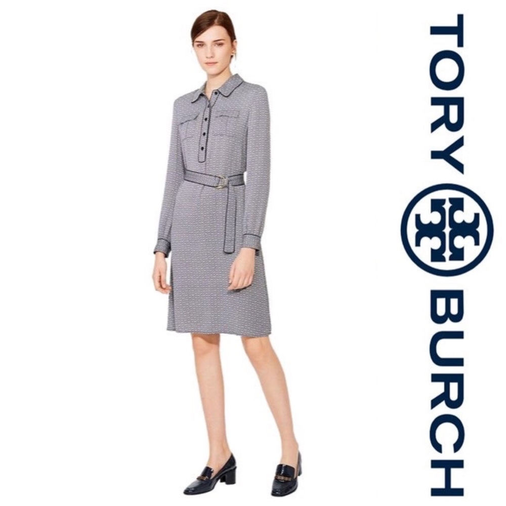 Tory Burch‎ Christelle Chain Printed Silk Shirt Dress